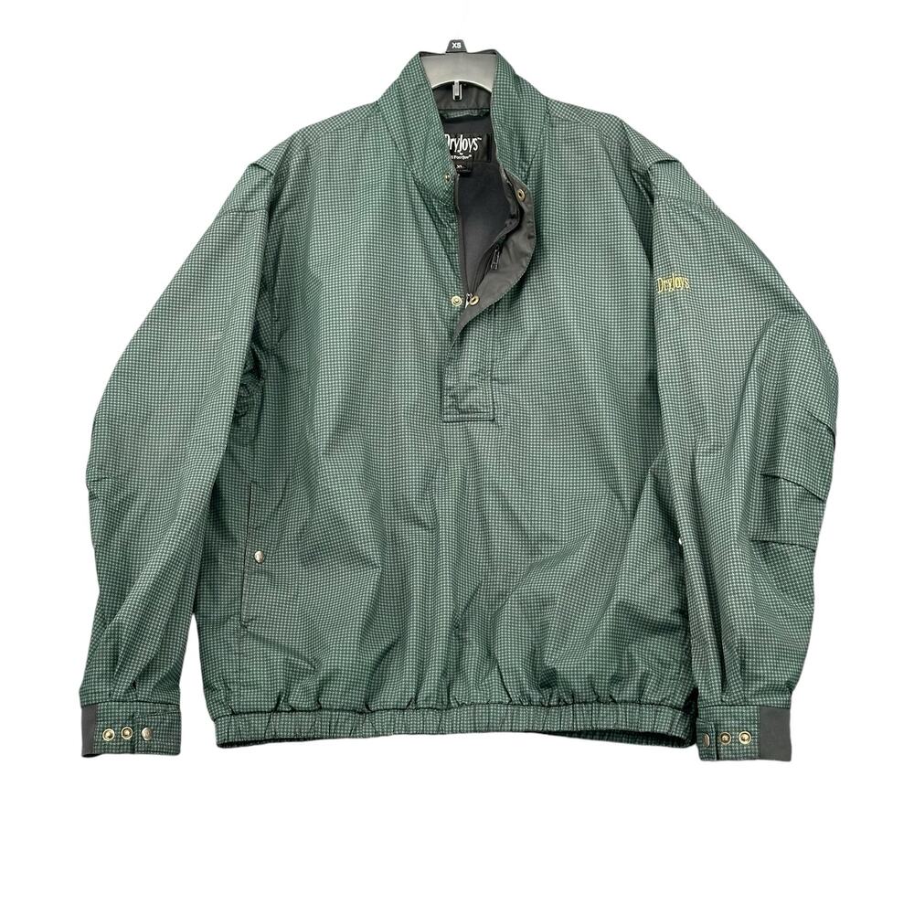 Footjoy Dryjoys Jacket Mens XL Green Black Houndstooth Pullover Windbreaker Golf